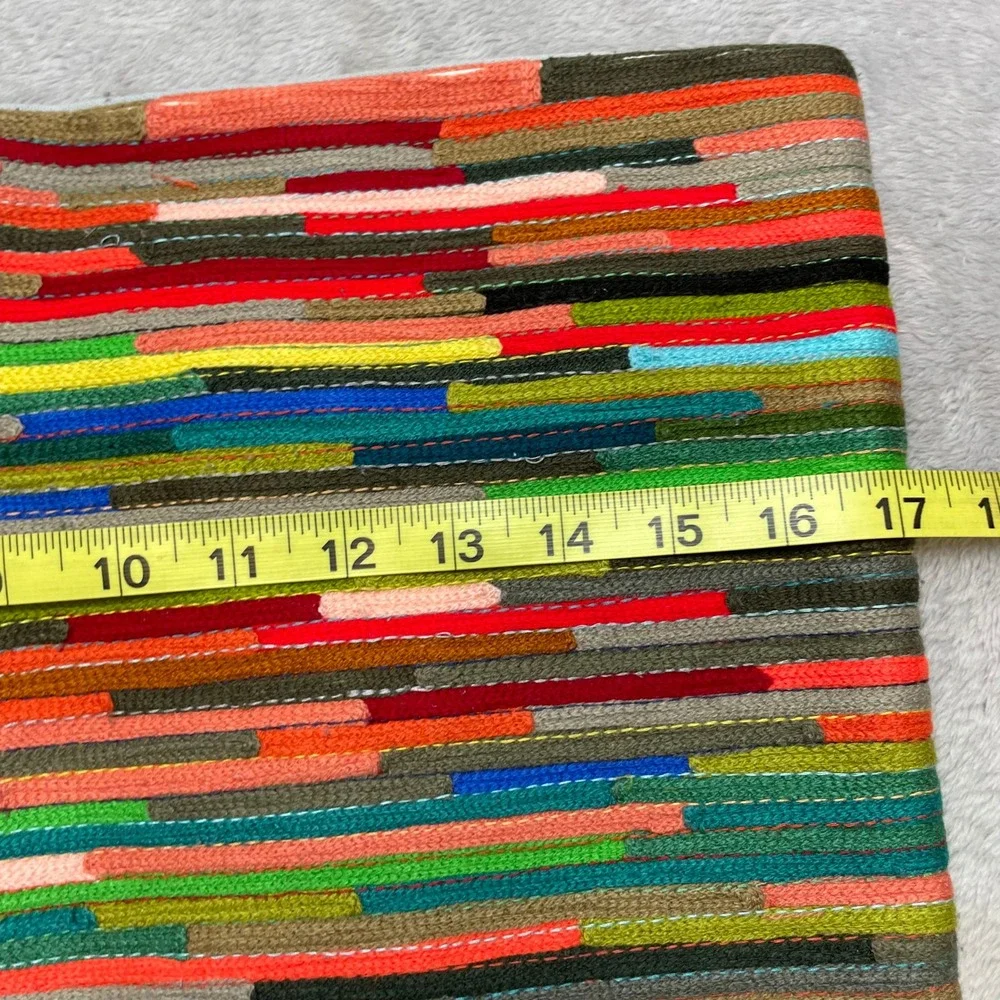 Vintage CB2 Rapid Transit Pillow Cover Rectangular Multicolor Stripe Lumbar